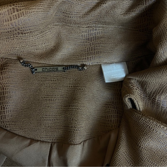 NWT Chico's Faux Suede Motorcycle Jacket Collared Brown Zip Up Size 3 16/18 - Picture 9 of 11